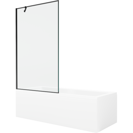 Mexen Cubik cada dreptunghiulară 160 x 70 cm cu panou frontal și paravan de duș cu un panou de 100 cm, model negru