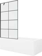 Mexen Cubik cadă dreptunghiulară 160 x 70 cm cu carcasă și paravan cu 1 canat 100 cm, model negru - 550316070X9510007077