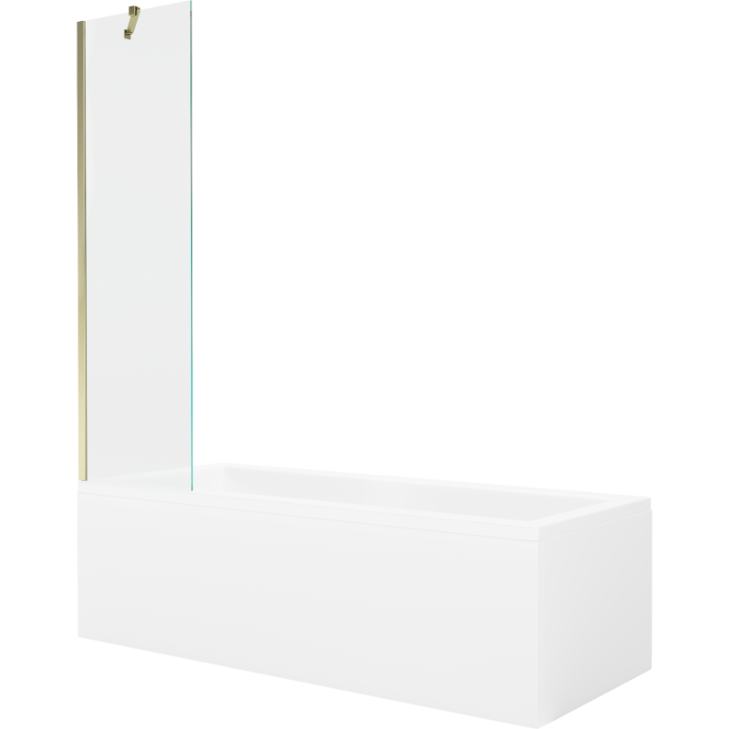 Mexen Cubik cadă dreptunghiulară 170 x 70 cm cu panou și paravan cu 1 aripă 50 cm, transparent, auriu - 550317070X9505000050
