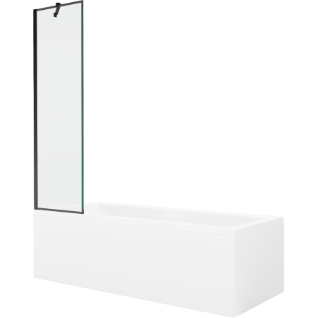 Mexen Cubik cadă dreptunghiulară 170 x 70 cm cu înveliș și paravan cu 1 panou de 50 cm, model negru - 550317070X9505007070