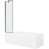 Mexen Cubik cadă dreptunghiulară de 170 x 70 cm cu panouri si paravan cu 1 aripă 50 cm, Model negru - 550317070X9505007070