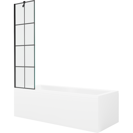 Mexen Cubik téglalap alakú kád 170 x 70 cm burkolattal és 1-szárnyú paravánnal 50 cm, fekete mintázat - 550317070X9505007077