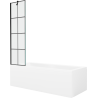 Mexen Cubik cadă dreptunghiulară de 170 x 70 cm cu panouri si paravan cu 1 aripă 50 cm, Model negru - 550317070X9505007077