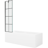 Mexen Cubik téglalap alakú kád 170 x 70 cm burkolattal és 1-szárnyú paravánnal 50 cm, fekete mintázat - 550317070X9505007077