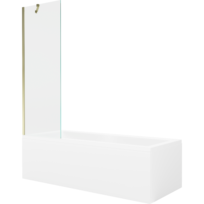 Mexen Cubik cadă dreptunghiulară 170 x 70 cm cu panou și ecran cu 1 aripă 60 cm, transparent, auriu - 550317070X9506000050