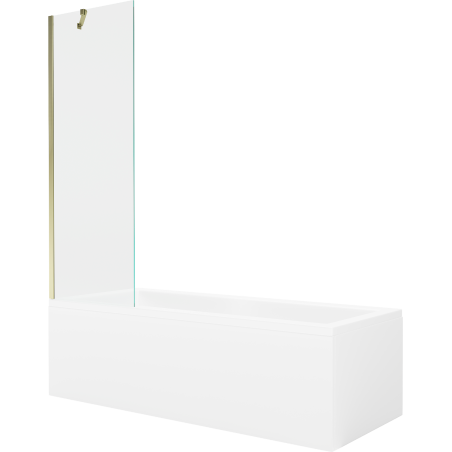 Mexen Cubik cadă dreptunghiulară 170 x 70 cm cu panou și ecran cu 1 aripă 60 cm, transparent, auriu - 550317070X9506000050