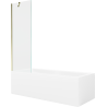 Mexen Cubik cadă dreptunghiulară 170 x 70 cm cu panou și ecran cu 1 aripă 60 cm, transparent, auriu - 550317070X9506000050