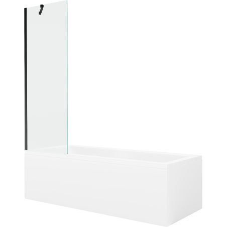 Mexen Cubik cadă dreptunghiulară 170 x 70 cm cu carcasă și paravan cu 1 canat 60 cm, transparent, negru