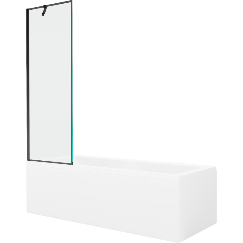 Mexen Cubik téglalap alakú kád 170 x 70 cm burkolattal és 1-szárnyú paravánnal 60 cm, fekete minta - 550317070X9506007070