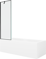 Mexen Cubik cadă dreptunghiulară 170 x 70 cm cu panou și paravan cu un singur panou de 60 cm, model negru