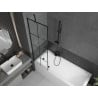 Mexen Cubik cadă dreptunghiulară de 170 x 70 cm cu panouri si paravan cu 1 aripă 60 cm, Model negru - 550317070X9506007077