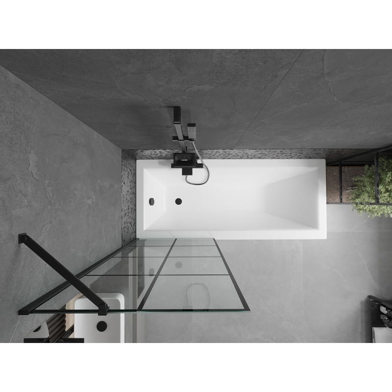 Mexen Cubik téglalap alakú kád 170 x 70 cm burkolattal és 1-szárnyas paravánnal 70 cm, fekete minta - 550317070X9507007077