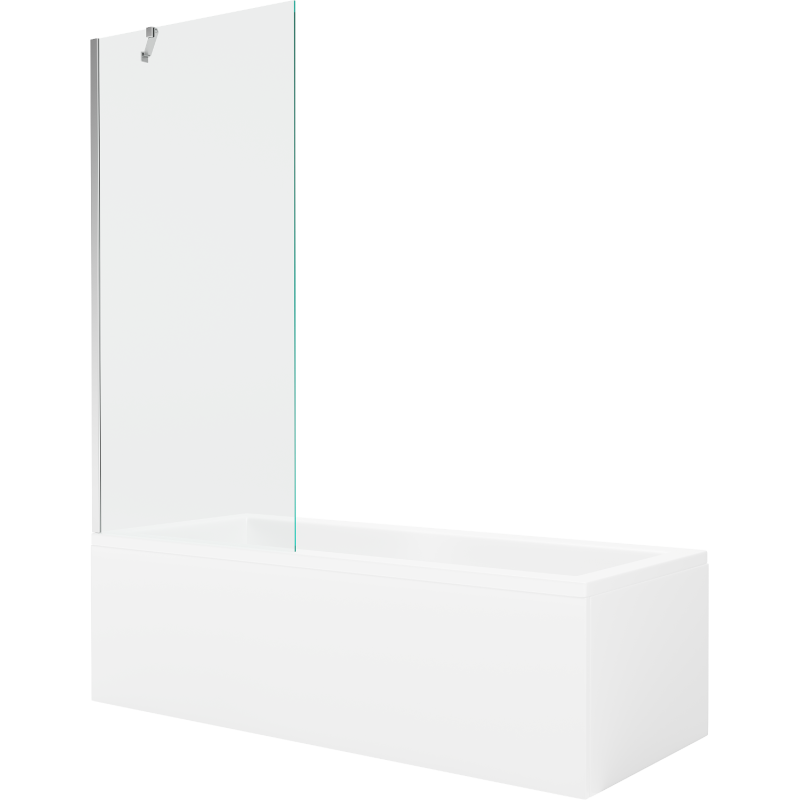 Mexen Cubik 170 x 70 cm téglalap alakú kád burkolattal és 1 szárnyas kádparavánnal 80 cm, Átlátszó, Króm - 550317070X9508000001