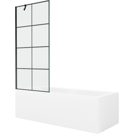 Mexen Cubik téglalap alakú 170 x 70 cm-es kád burkolattal és 1-szárnyú paravánnal, fekete minta - 550317070X9508007077
