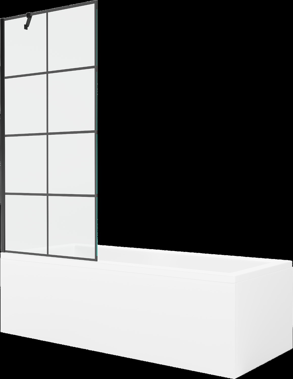 Mexen Cubik cadă dreptunghiulară de 170 x 70 cm cu panouri si paravan cu 1 aripă 80 cm, Model negru - 550317070X9508007077