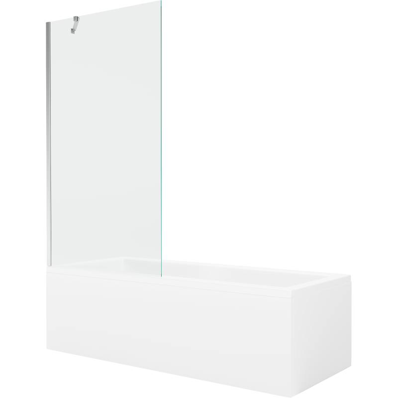 Mexen Cubik cadă dreptunghiulară de 170 x 70 cm cu panouri si paravan cu 1 aripă 90 cm, transparent, crom - 550317070X9509000001