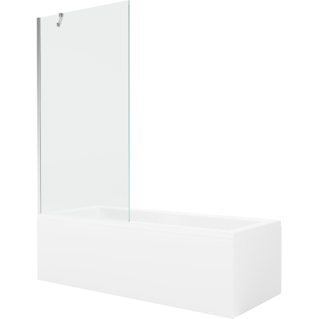 Mexen Cubik cadă dreptunghiulară de 170 x 70 cm cu panouri si paravan cu 1 aripă 90 cm, transparent, crom - 550317070X9509000001
