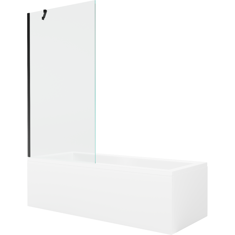 Mexen Cubik cadă dreptunghiulară 170 x 70 cm cu mască și paravan cu 1 canat 90 cm, transparent, negru - 550317070X9509000070