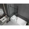 Mexen Cubik cadă dreptunghiulară 170 x 70 cm cu carcasă și paravan cu 1 ușă de 90 cm, model negru - 550317070X9509007070