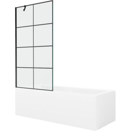Mexen Cubik cadă dreptunghiulară 170 x 70 cm cu panou și paravan cu 1 canat 90 cm, model negru - 550317070X9509007077