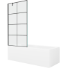 Mexen Cubik cadă dreptunghiulară 170 x 70 cm cu panou și paravan cu 1 canat 90 cm, model negru - 550317070X9509007077