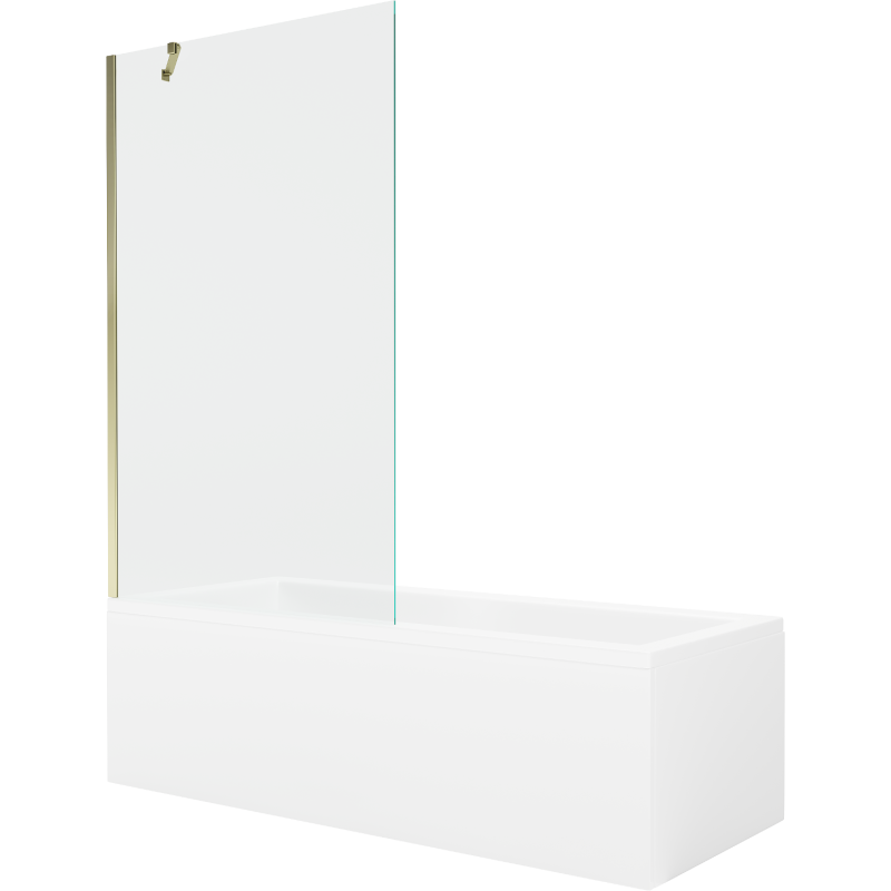 Mexen Cubik cadă dreptunghiulară 170 x 70 cm cu panou și paravan cu 1 aripă 100 cm, transparent, auriu - 550317070X9510000050