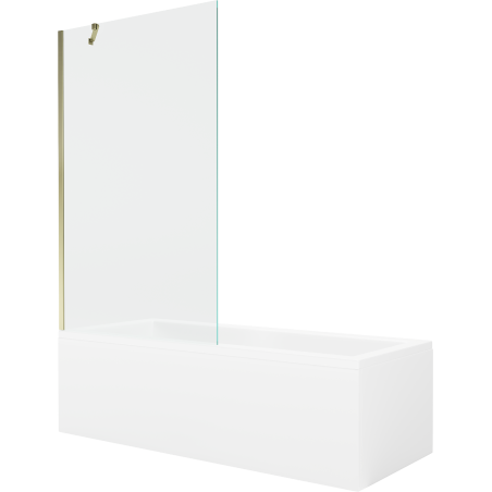 Mexen Cubik cadă dreptunghiulară 170 x 70 cm cu panou și paravan cu 1 aripă 100 cm, transparent, auriu - 550317070X9510000050