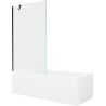 Mexen Cubik cadă dreptunghiulară 170 x 70 cm cu panou și paravan 1-canată 100 cm, transparent, negru - 550317070X9510000070