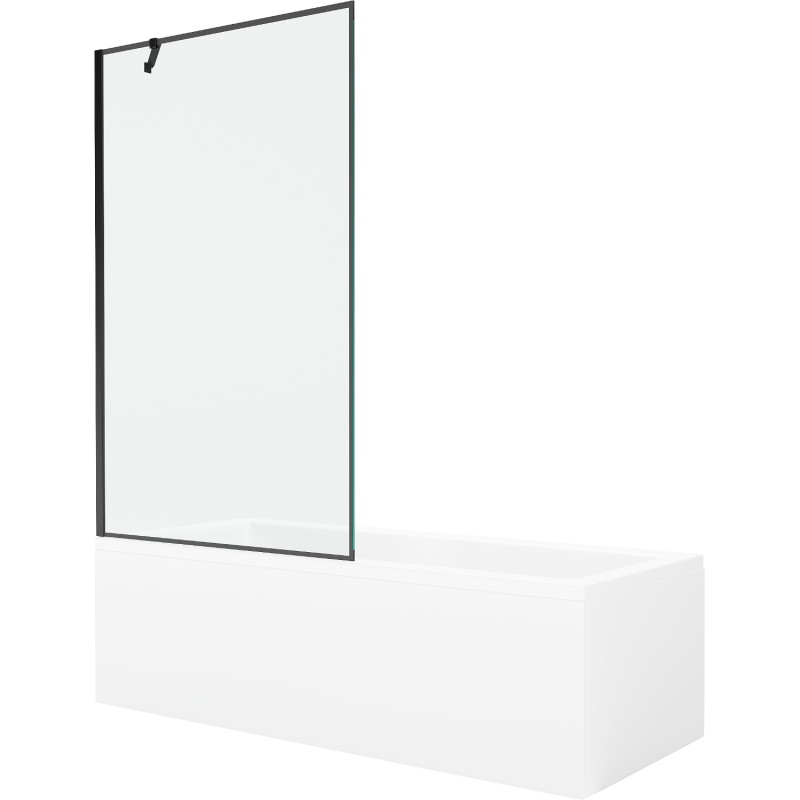 Mexen Cubik cadă dreptunghiulară 170 x 70 cm cu panou și paravan cu 1 canat 100 cm, model negru - 550317070X9510007070