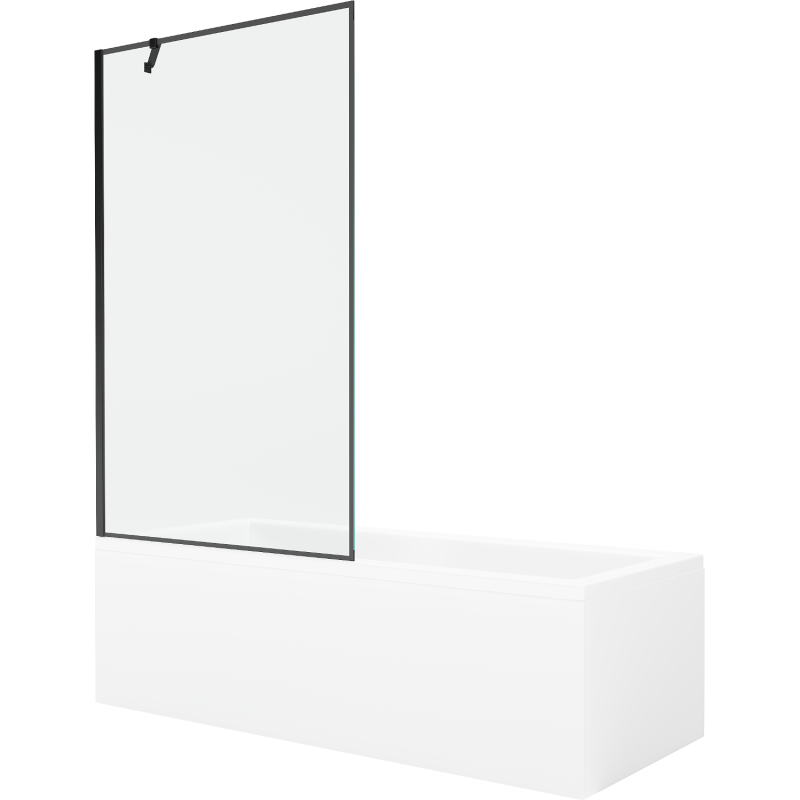 Mexen Cubik cadă dreptunghiulară de 170 x 70 cm cu panouri si paravan cu 1 aripă 100 cm, Model negru - 550317070X9510007070