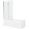 Mexen Cubik cadă dreptunghiulară 150 x 70 cm cu panou și paravan cu 2 aripi 100 cm, transparent, crom - 550315070X9210020100