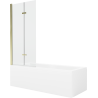 Mexen Cubik cadă dreptunghiulară 160 x 70 cm cu carcasă și paravan cu 2 aripi 80 cm, transparent, auriu - 550316070X9208025000