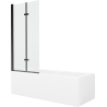 Mexen Cubik cadă dreptunghiulară 160 x 70 cm cu panou și paravan cu 2 canaturi 80 cm, transparent, negru - 550316070X9208027000