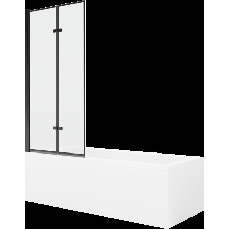 Mexen Cubik cadă dreptunghiulară de 160 x 70 cm cu panouri si paravan cu 2 aripi 80 cm, Model negru - 550316070X9208027070