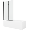 Cadă dreptunghiulară Mexen Cubik 160 x 70 cm cu panou și paravan cu 2 uși 100 cm, transparent, negru - 550316070X9210027000