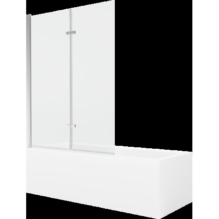 Mexen Cubik cadă dreptunghiulară de 160 x 70 cm cu panouri si paravan cu 2 aripi 120 cm, transparent, crom - 550316070X921202010