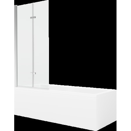 Mexen Cubik cadă dreptunghiulară de 170 x 70 cm cu panouri si paravan cu 2 aripi 80 cm, transparent, crom - 550317070X9208020100