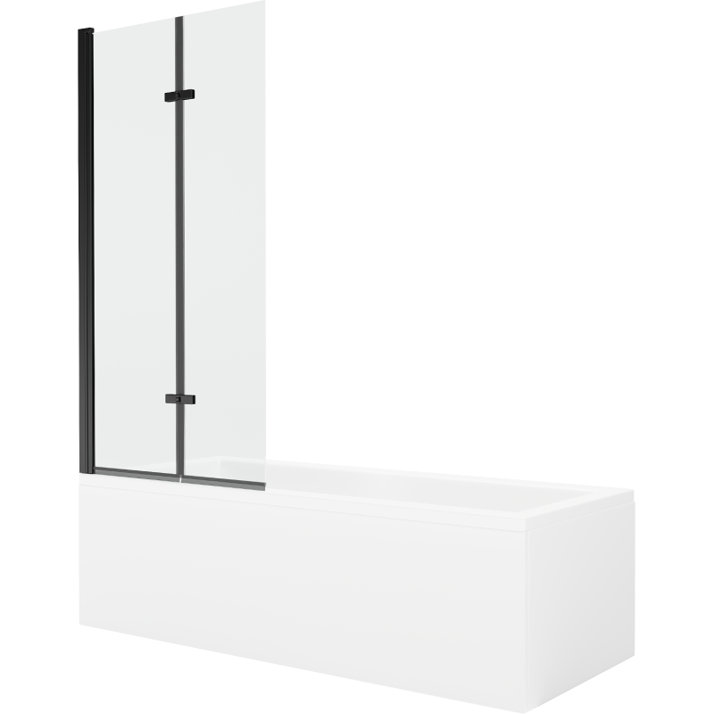 Mexen Cubik cadă dreptunghiulară 170 x 70 cm cu înveliș și paravan 2-uși 80 cm, transparent, negru - 550317070X9208027000