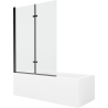 Mexen Cubik cadă dreptunghiulară 170 x 70 cm cu panou și paravan cu 2 aripi 120 cm, transparent, negru - 550317070X9212027000