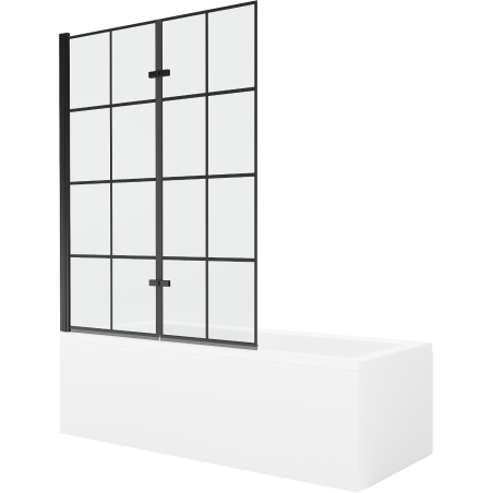 Mexen Cubik cadă dreptunghiulară de 170 x 70 cm cu panouri si paravan cu 2 aripi 120 cm, Model negru - 550317070X9212027077