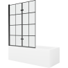 Mexen Cubik cadă dreptunghiulară de 170 x 70 cm cu panouri si paravan cu 2 aripi 120 cm, Model negru - 550317070X9212027077