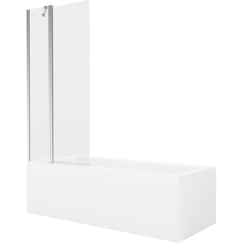 Mexen Cubik cadă dreptunghiulară de 150 x 70 cm cu panouri si paravan cu 1 aripă 80 cm, transparent, crom - 550315070X9408110100