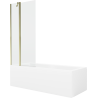 Mexen Cubik cadă dreptunghiulară 150 x 70 cm cu panou și paravan cu 1 aripă de 80 cm, transparent, auriu - 550315070X9408115000