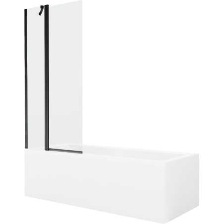 Mexen Cubik téglalap alakú kád 150 x 70 cm burkolattal és 1-szárnyú paravánnal 80 cm, átlátszó, fekete - 550315070X9408117000