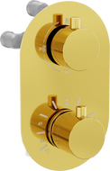Mexen Kai baterie termostatică pentru cadă-duș cu 3 ieșiri, aurie - 77602-50