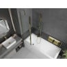 Mexen Cubik cadă dreptunghiulară 150 x 70 cm cu panou și paravan 1-batant 100 cm, transparent, auriu - 550315070X9410115000