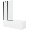 Mexen Cubik cadă dreptunghiulară 150 x 70 cm cu panou și paravan 1-canat 100 cm, transparent, negru - 550315070X9410117000