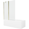 Mexen Cubik cadă dreptunghiulară 150 x 70 cm cu carcasă și paravan cu 1 canat 120 cm, transparent, auriu - 550315070X9412115000