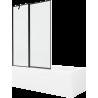 Mexen Cubik cadă dreptunghiulară de 150 x 70 cm cu panouri si paravan cu 1 aripă 120 cm, Model negru - 550315070X9412117070