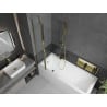 Mexen Cubik cadă dreptunghiulară 160 x 70 cm cu cadru și paravan cu 1 panou 80 cm, transparent, auriu - 550316070X9408115000